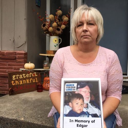 Carla Tolle's 13-year-old grandson Edgar Vazquez of Kelso, Washington was killed in an accidental shooting involving an unsecured shotgun. She is now campaigning for I-1639. CREDIT: AUSTIN JENKINS / NW NEWS NETWORK