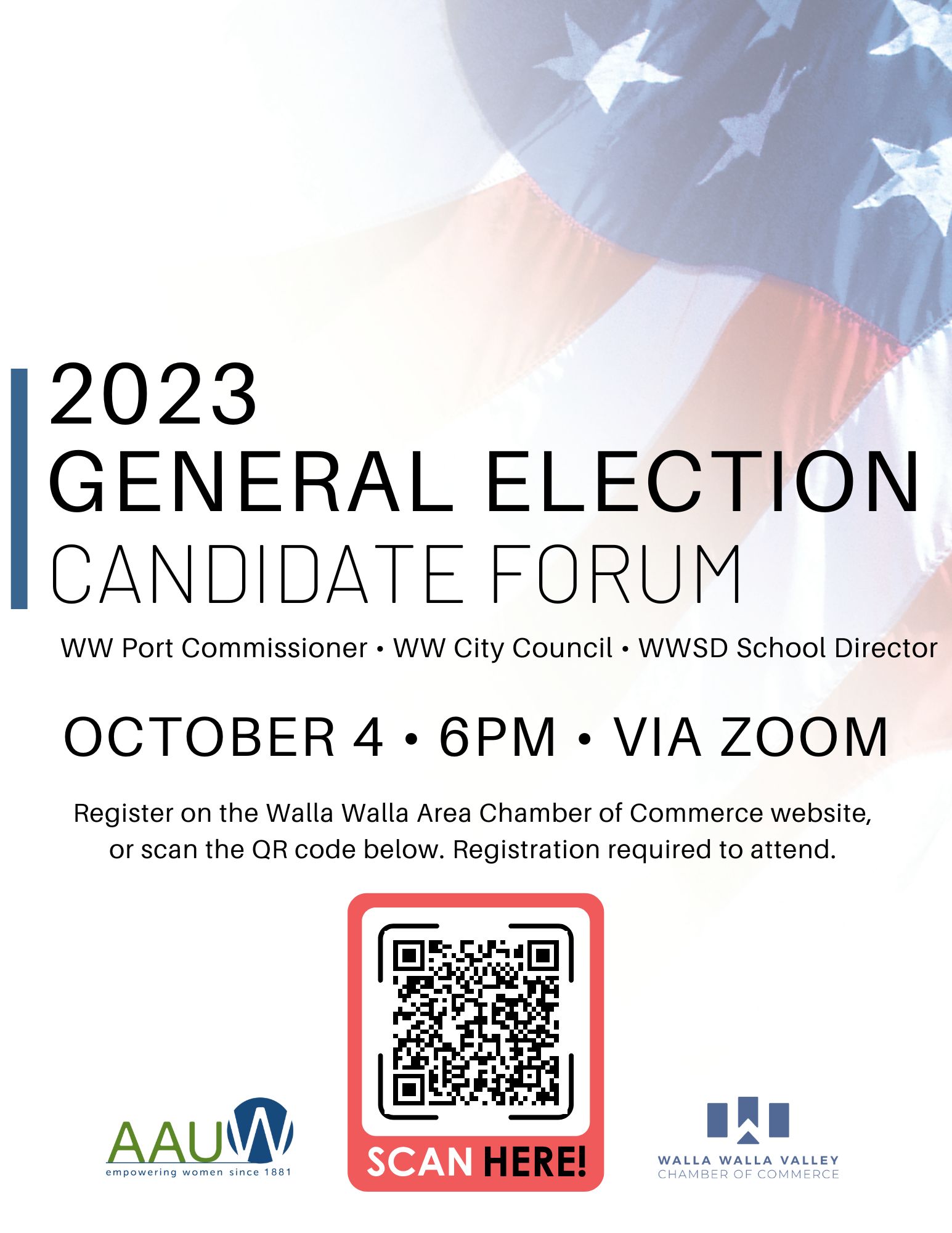 2023 Walla Walla County Candidate Forum October 4th 6pm 8pm via