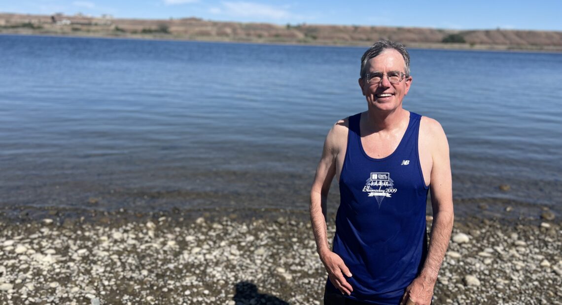 For the past 25 years, Greg Patton has spent at least a few moments each month jumping in the Columbia River. (Credit: Courtney Flatt / Northwest News Network)