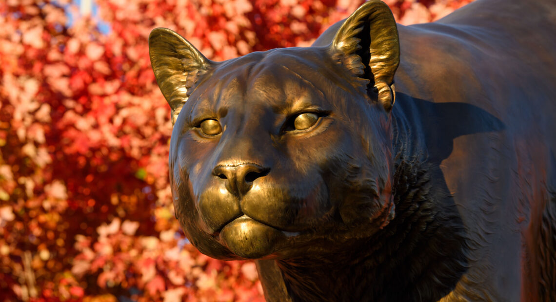 A Cougar statue at Washington State University in Pullman. A real-life cougar is suspected of killing several spring lambs at WSU this week. Officials are warning students, staff and faculty to be aware of their surroundings. (Credit: Washington State University)