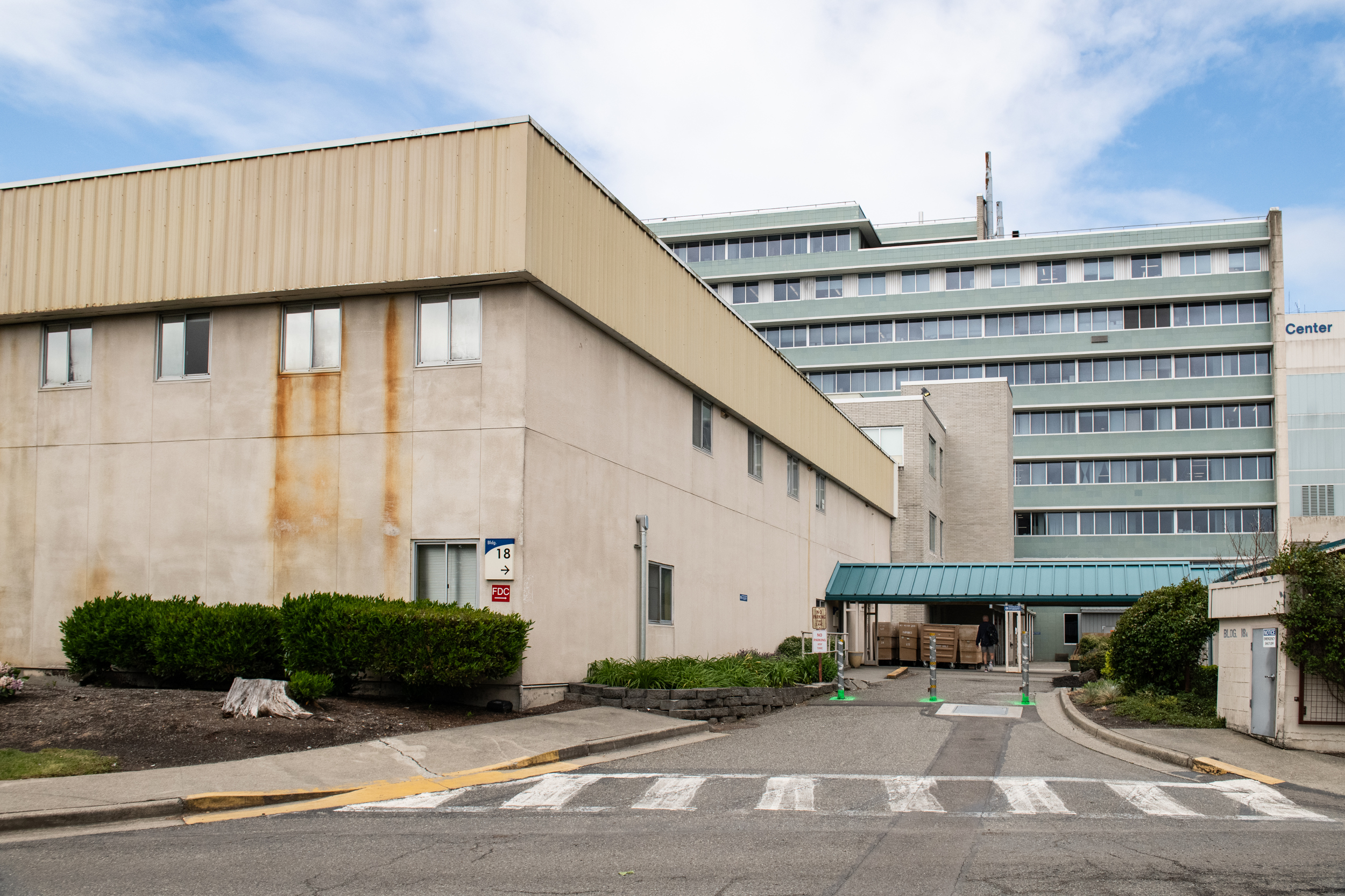 Building 18 of the VA Puget Sound campus in Beacon Hill, where documents show a failing HVAC system, resulting in substandard heat, air conditioning and air circulation, including during the COVID-19 pandemic. (Caroline Walker Evans for Cascade PBS)

