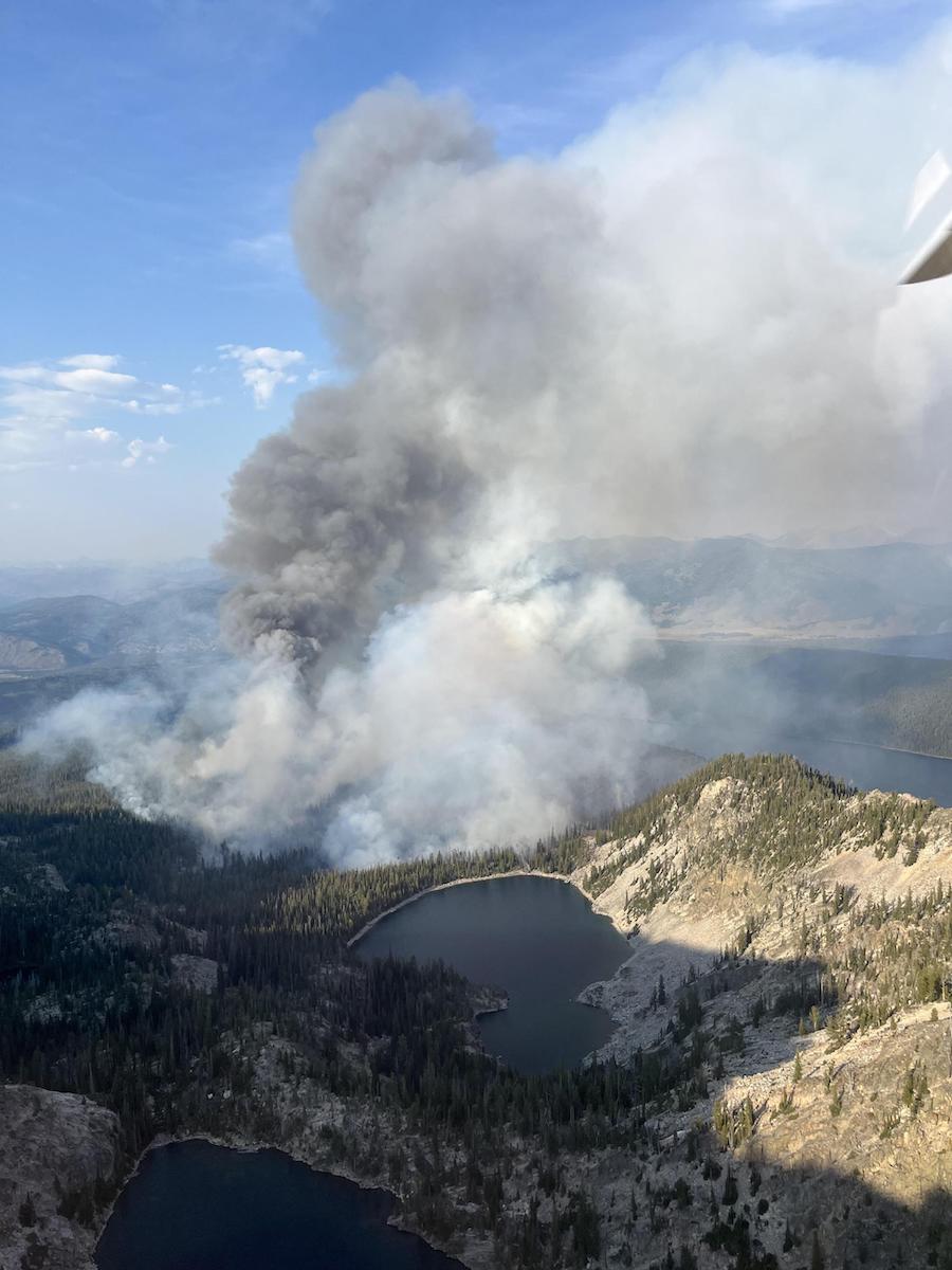 An aerial view of the Bench Lake fire in Idaho. 