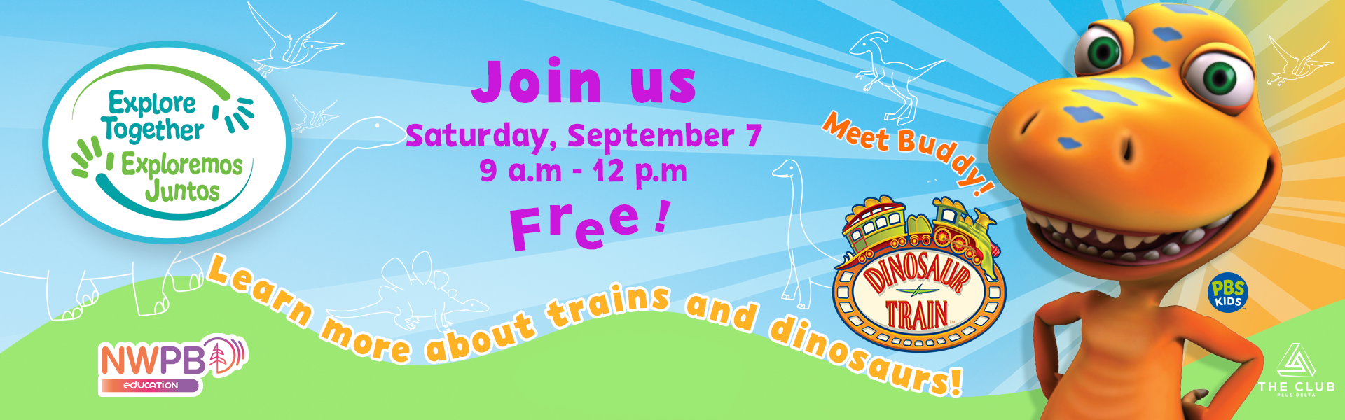 Explore Together - Learn more about trains and dinosaurs. Join us Saturday, September 7 9:00 AM - 12:00 PM Walla Walla Center for Children & Families 1150 W. Chestnut Walla Walla, WA 99362