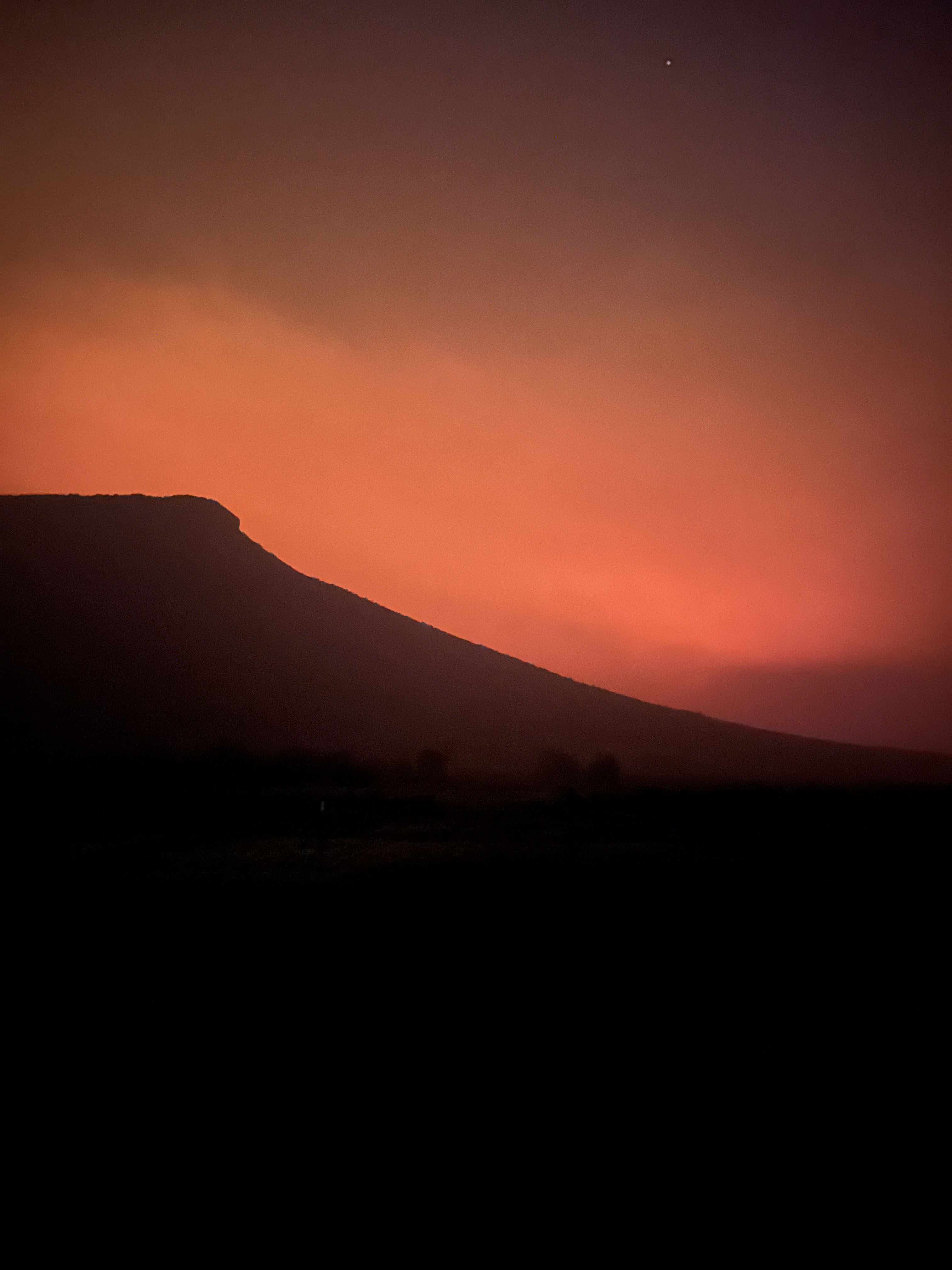 The nighttime view outside of Sabrina Maki’s back door when the Telephone Fire was coming down Mortimer Canyon toward her home on July 26 outside of Burns, Oregon.