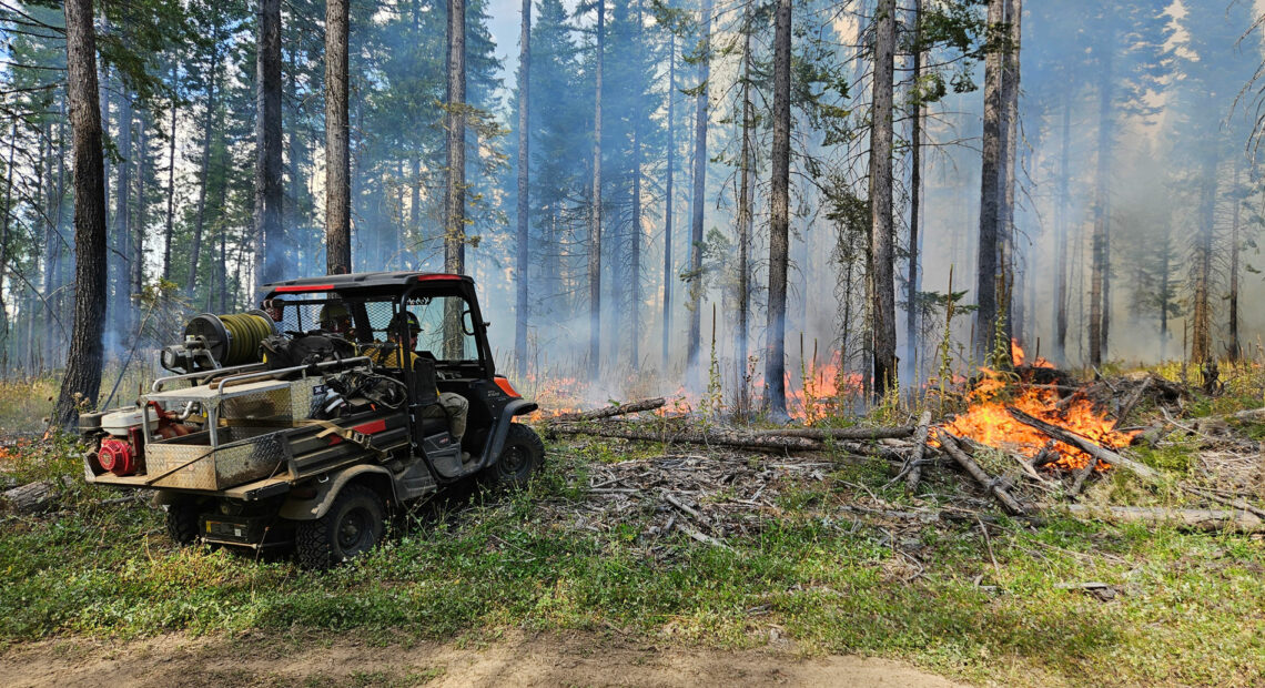 Crews perform a prescribed fire in the Rainwater Wildlife Area near Dayton, Washington.