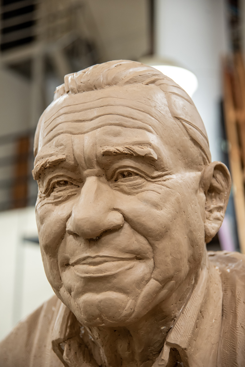 a close up of the face of Billy Frank Jr statue