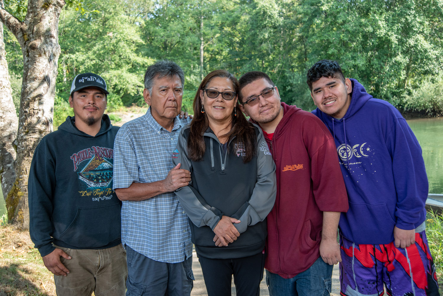 a family poses for a photo