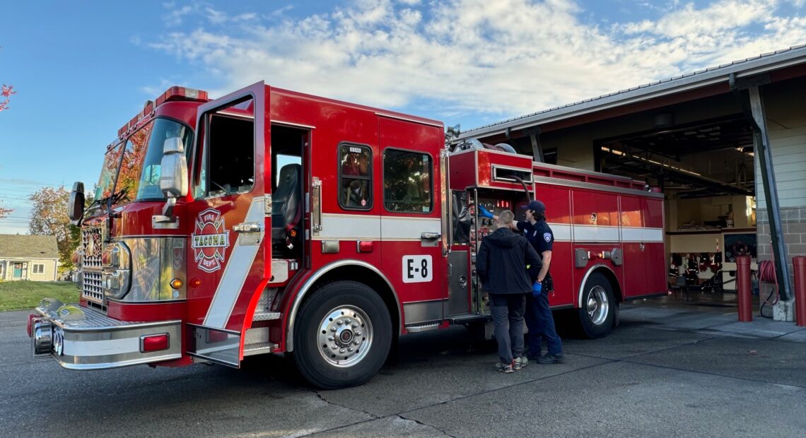 Tacoma Fire Department Engine 8 outside the station. (Courtesy: Tacoma Fire Department Facebook)