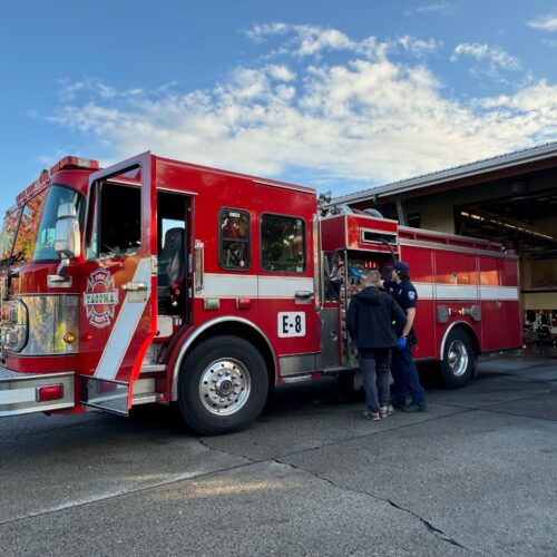 Tacoma Fire Department Engine 8 outside the station. (Courtesy: Tacoma Fire Department Facebook)