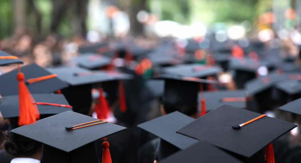 A group of graduates during a commencement ceremony.