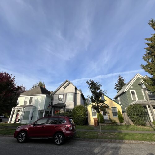 Old homes in a denser neighborhood near Tacoma's busy Sixth Avenue.