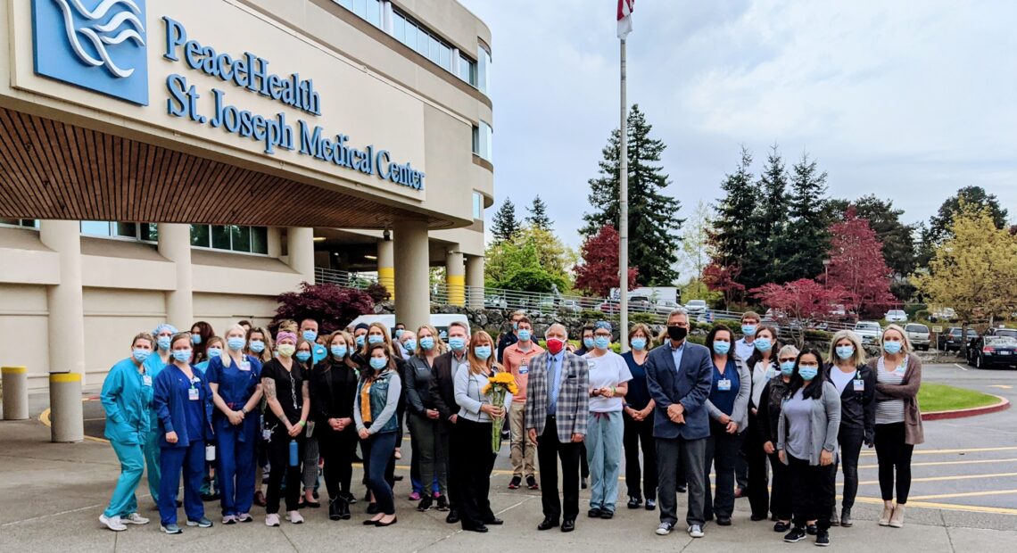 A photo at PeaceHealth St. Joseph Medical Center in Bellingham during National Nurses Week in 2021.