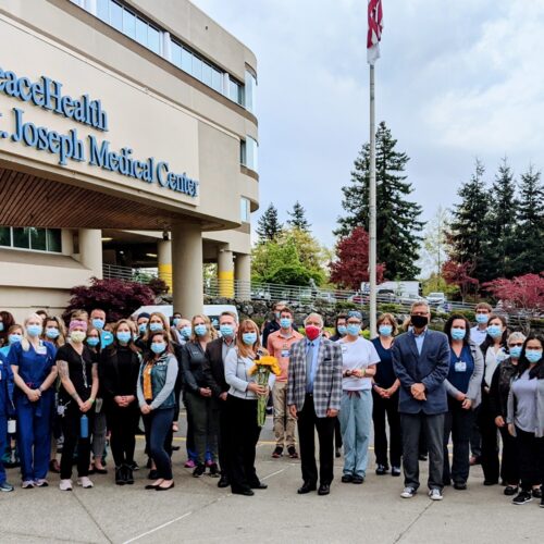 A photo at PeaceHealth St. Joseph Medical Center in Bellingham during National Nurses Week in 2021.