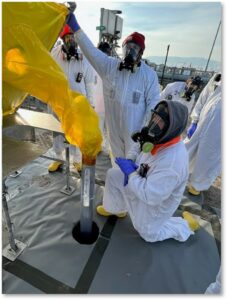 Hanford workers take samples from tank SY-101 in southeast Washington state.