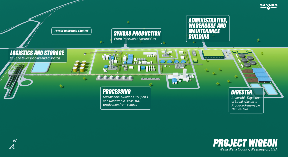 A green map with industrial buildings on it